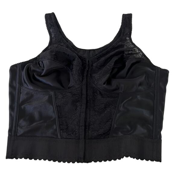 Exquisite Form 38D Black Lace Longline Bra Woman Full Figure Back Support - Picture 1 of 10